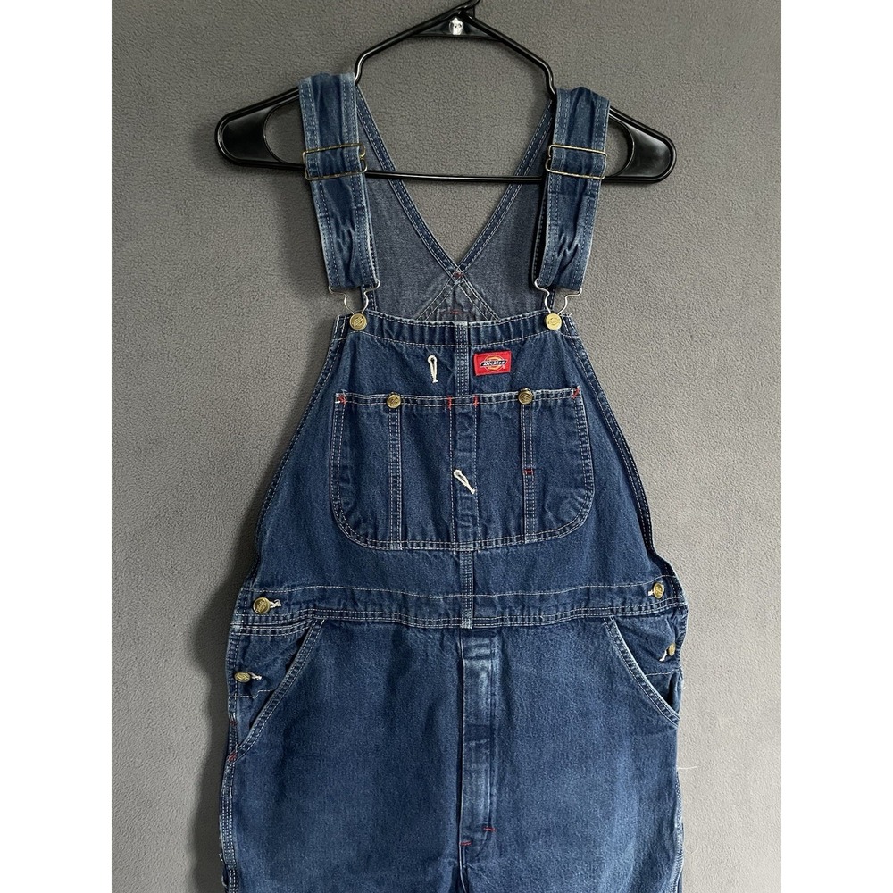 Dickies Indigo Bib Carpenter Overalls Men Sz 34X30 Blue Denim Work Straight